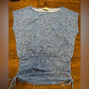 Michael Kors sleeveless cinched waist blue blouse NWT size S